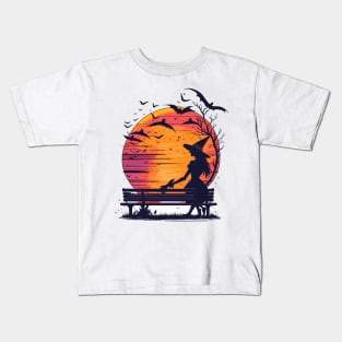 Witch Enjoying Sunset Kids T-Shirt